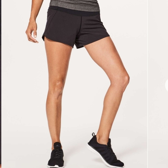 Lululemon Run Times Short II. Black, Two Tones. 4" Inseam. Built In Liner. 10. - Picture 1 of 13
